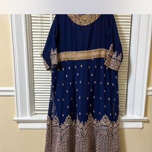 Elegant Navy Blue Embroidered Dress